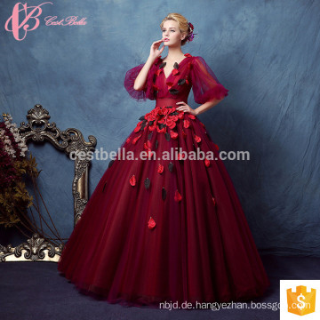 High-End Dunkel Red Kayting Damen Chiffon Zwei Stück Party tragen lange Abendkleider